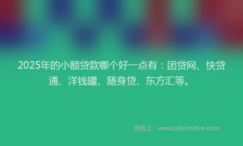2025年的小额贷款哪个好一点有：团贷网、快贷通、洋钱罐、随身贷、东方汇等。