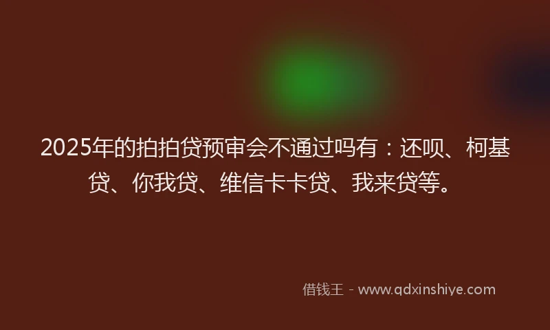 2025年的拍拍贷预审会不通过吗有：还呗、柯基贷、你我贷、维信卡卡贷、我来贷等。