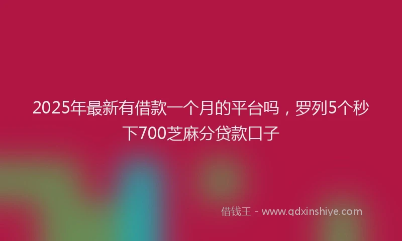 2025年最新有借款一个月的平台吗，罗列5个秒下700芝麻分贷款口子