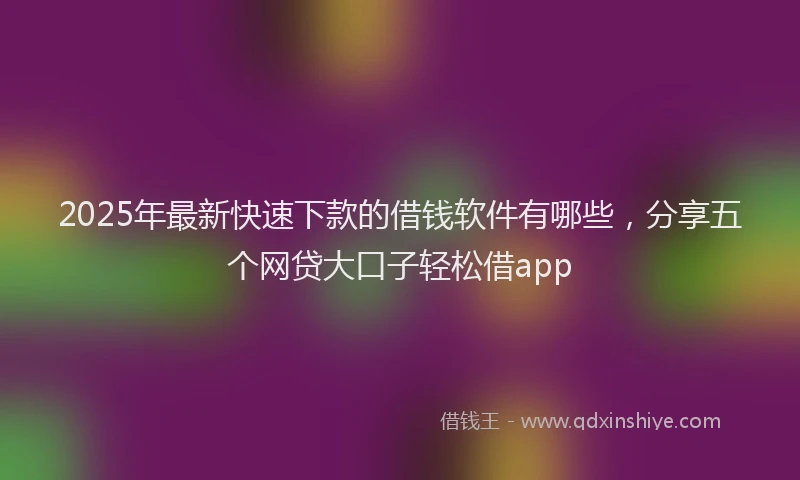 2025年最新快速下款的借钱软件有哪些，分享五个网贷大口子轻松借app
