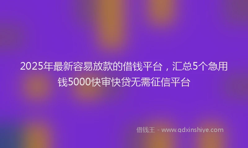 2025年最新容易放款的借钱平台，汇总5个急用钱5000快审快贷无需征信平台
