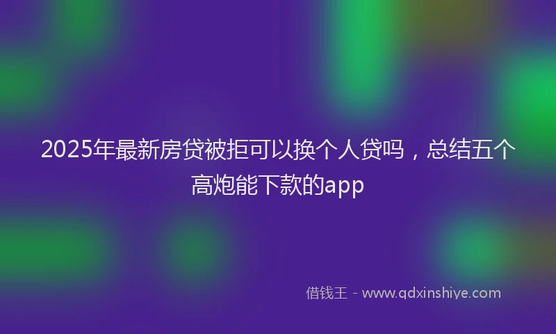 2025年最新房贷被拒可以换个人贷吗，总结五个高炮能下款的app