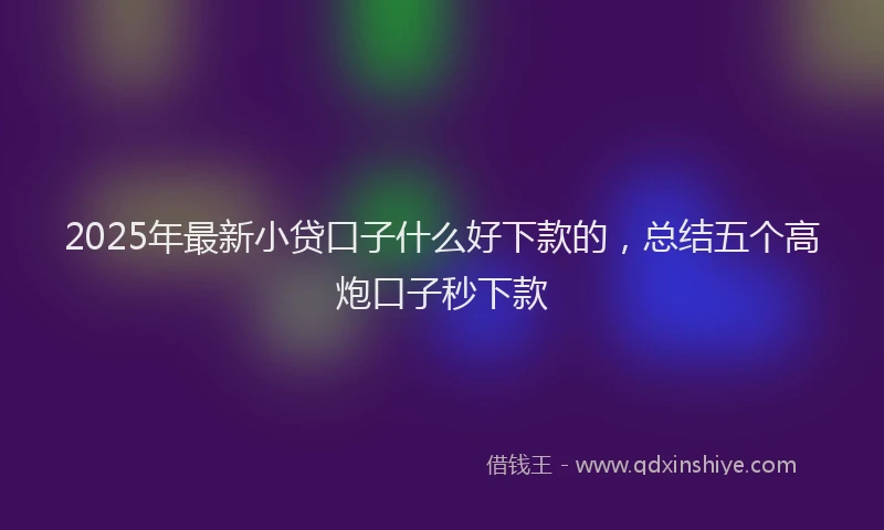 2025年最新小贷口子什么好下款的，总结五个高炮口子秒下款