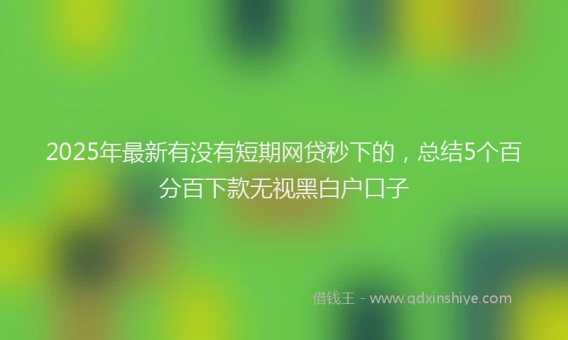 2025年最新有没有短期网贷秒下的，总结5个百分百下款无视黑白户口子