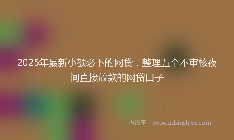 2025年最新小额必下的网贷，整理五个不审核夜间直接放款的网贷口子