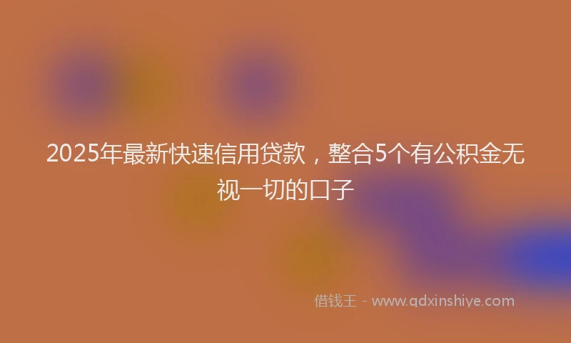 2025年最新快速信用贷款，整合5个有公积金无视一切的口子