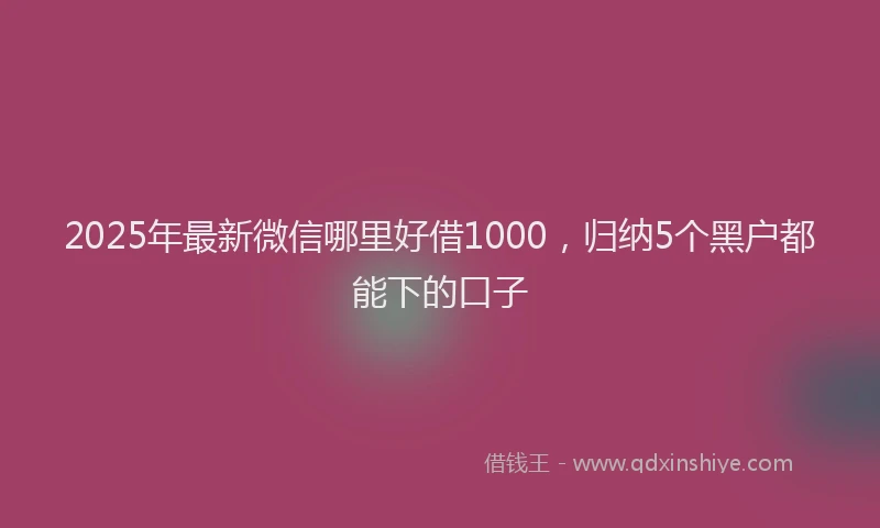 2025年最新微信哪里好借1000，归纳5个黑户都能下的口子