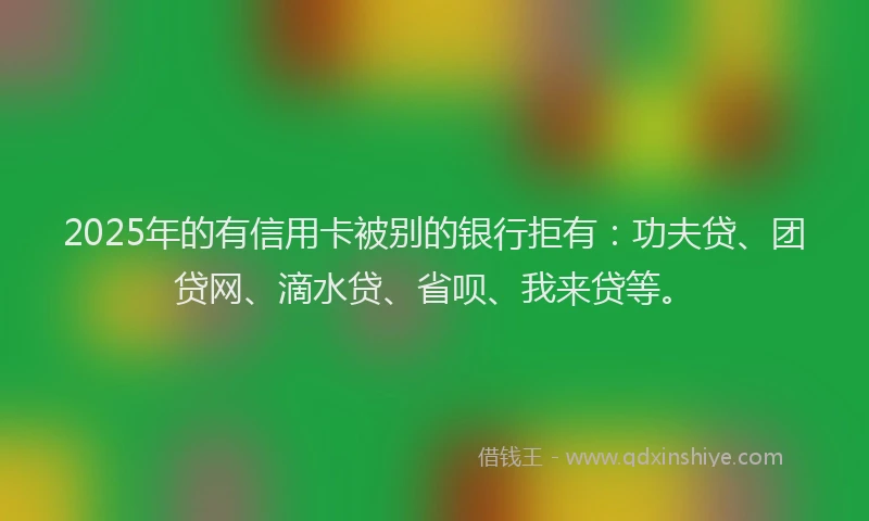 2025年的有信用卡被别的银行拒有：功夫贷、团贷网、滴水贷、省呗、我来贷等。
