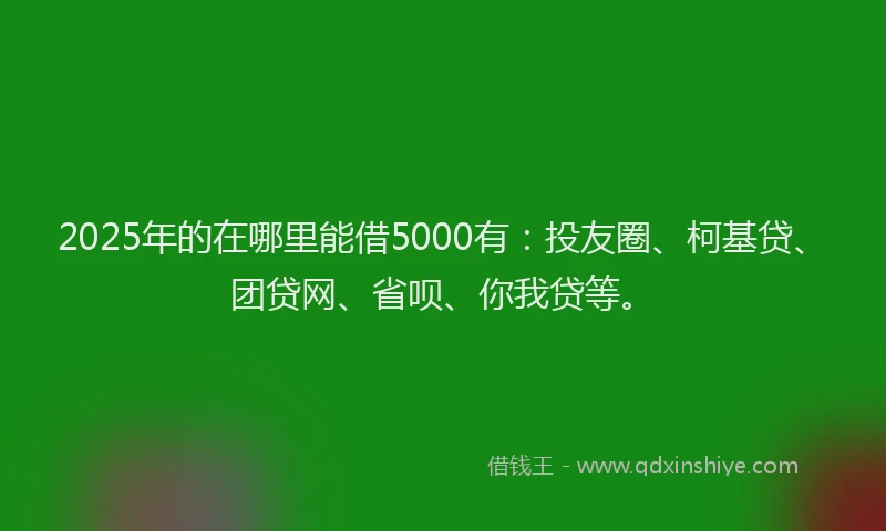 2025年的在哪里能借5000有：投友圈、柯基贷、团贷网、省呗、你我贷等。