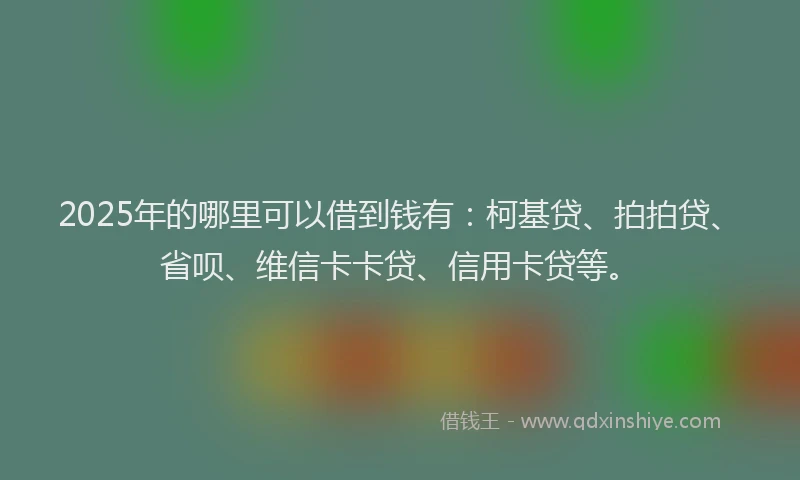 2025年的哪里可以借到钱有：柯基贷、拍拍贷、省呗、维信卡卡贷、信用卡贷等。