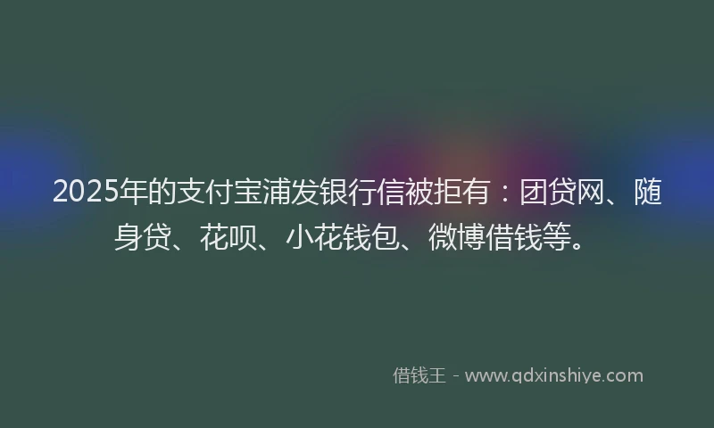 2025年的支付宝浦发银行信被拒有：团贷网、随身贷、花呗、小花钱包、微博借钱等。