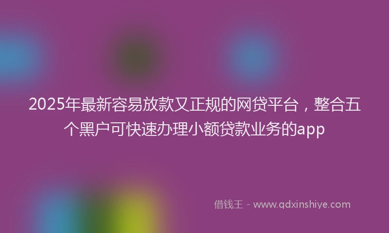 2025年最新容易放款又正规的网贷平台，整合五个黑户可快速办理小额贷款业务的app