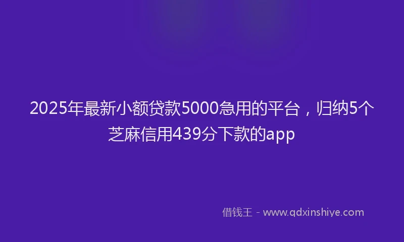 2025年最新小额贷款5000急用的平台，归纳5个芝麻信用439分下款的app