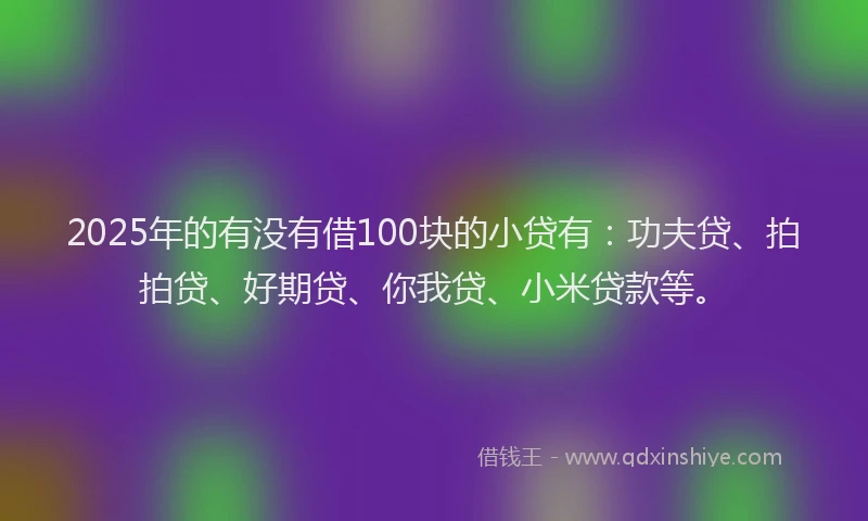 2025年的有没有借100块的小贷有：功夫贷、拍拍贷、好期贷、你我贷、小米贷款等。
