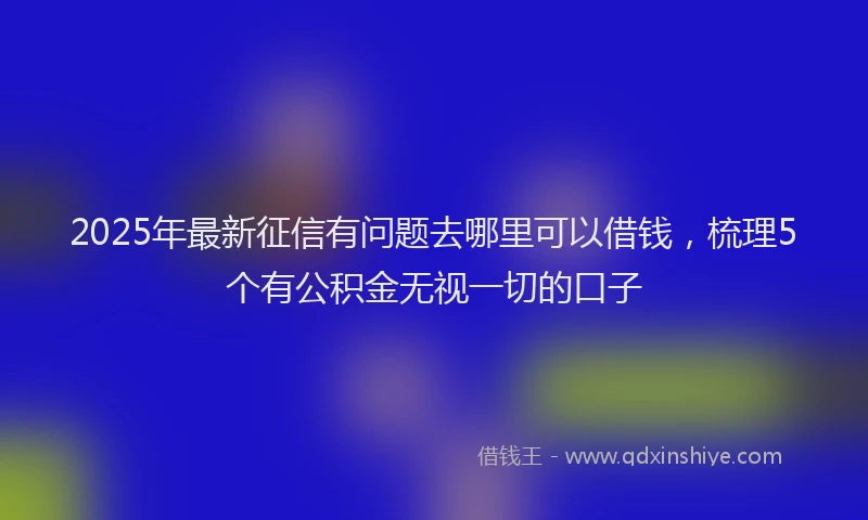 2025年最新征信有问题去哪里可以借钱，梳理5个有公积金无视一切的口子