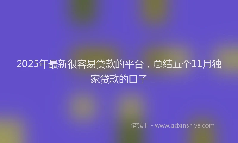 2025年最新很容易贷款的平台，总结五个11月独家贷款的口子