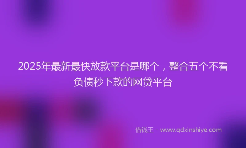 2025年最新最快放款平台是哪个，整合五个不看负债秒下款的网贷平台