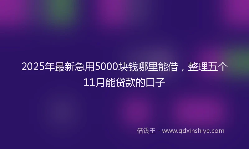 2025年最新急用5000块钱哪里能借，整理五个11月能贷款的口子