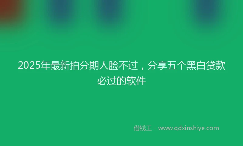 2025年最新拍分期人脸不过，分享五个黑白贷款必过的软件