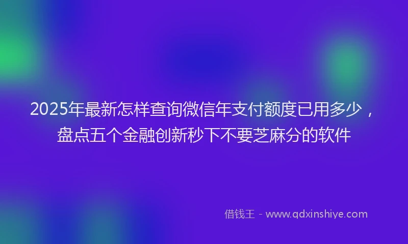 2025年最新怎样查询微信年支付额度已用多少，盘点五个金融创新秒下不要芝麻分的软件