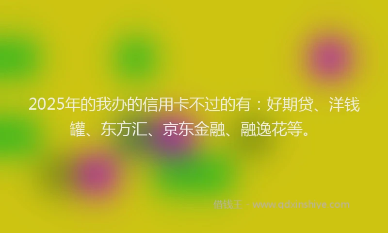 2025年的我办的信用卡不过的有：好期贷、洋钱罐、东方汇、京东金融、融逸花等。