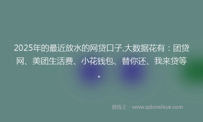2025年的最近放水的网贷口子,大数据花有：团贷网、美团生活费、小花钱包、替你还、我来贷等。