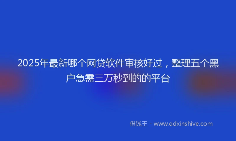 2025年最新哪个网贷软件审核好过，整理五个黑户急需三万秒到的的平台
