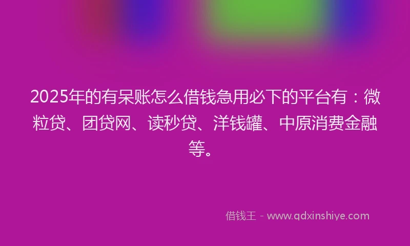 2025年的有呆账怎么借钱急用必下的平台有：微粒贷、团贷网、读秒贷、洋钱罐、中原消费金融等。