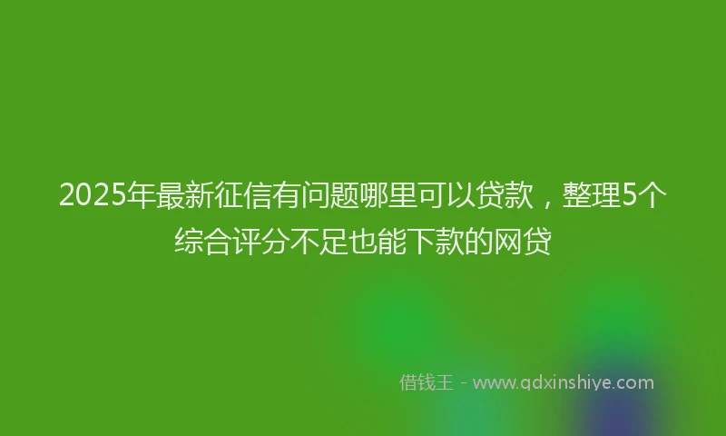 2025年最新征信有问题哪里可以贷款，整理5个综合评分不足也能下款的网贷
