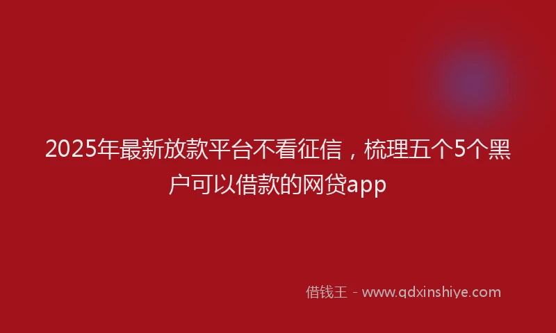 2025年最新放款平台不看征信，梳理五个5个黑户可以借款的网贷app