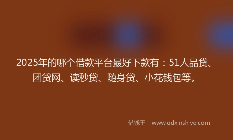 2025年的哪个借款平台最好下款有：51人品贷、团贷网、读秒贷、随身贷、小花钱包等。