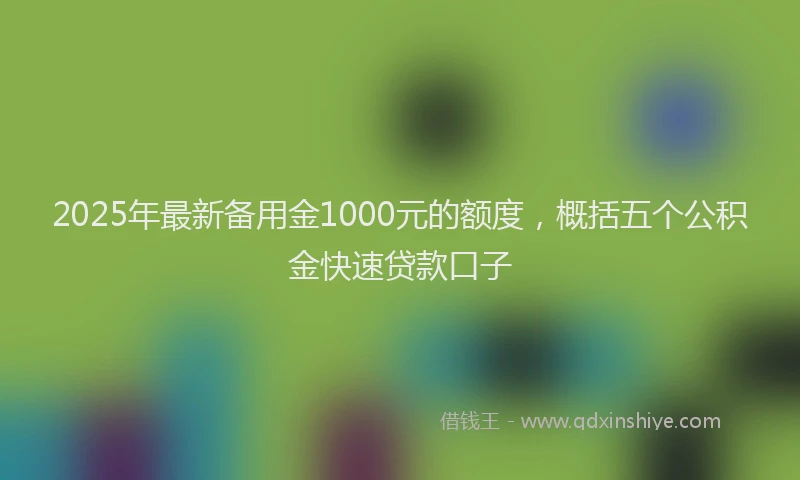 2025年最新备用金1000元的额度，概括五个公积金快速贷款口子