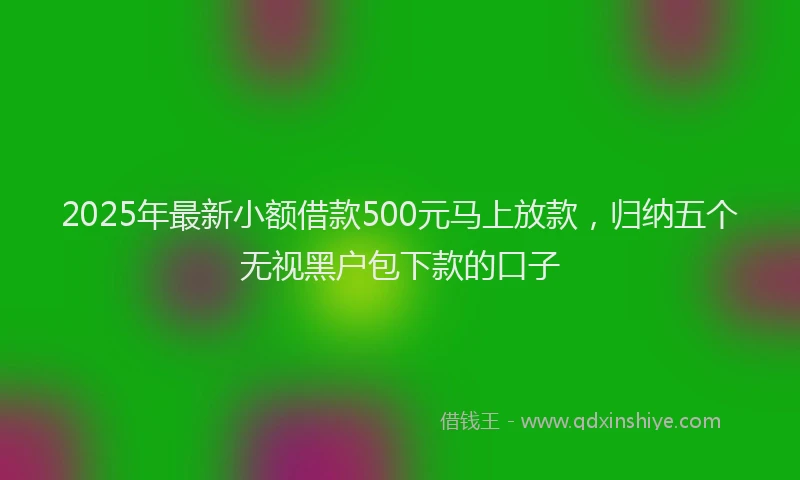 2025年最新小额借款500元马上放款，归纳五个无视黑户包下款的口子
