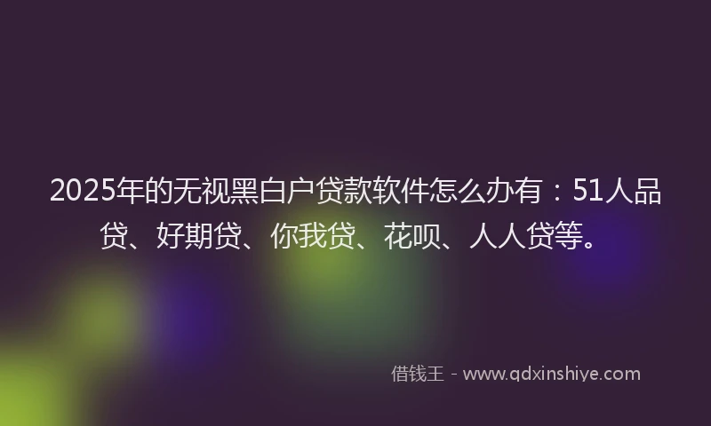 2025年的无视黑白户贷款软件怎么办有：51人品贷、好期贷、你我贷、花呗、人人贷等。