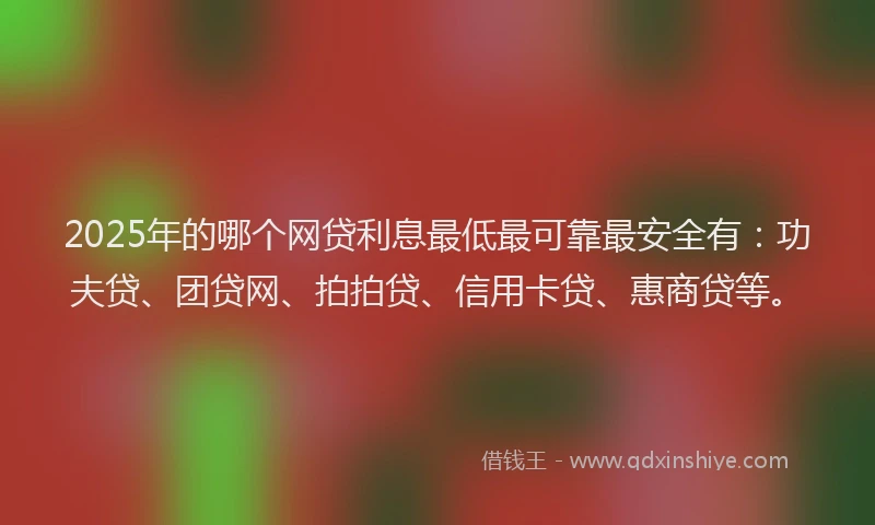 2025年的哪个网贷利息最低最可靠最安全有：功夫贷、团贷网、拍拍贷、信用卡贷、惠商贷等。