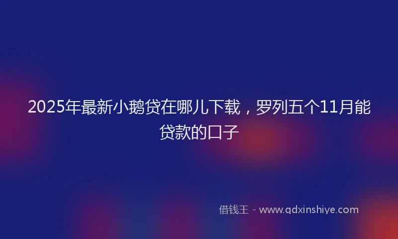 2025年最新小鹅贷在哪儿下载，罗列五个11月能贷款的口子