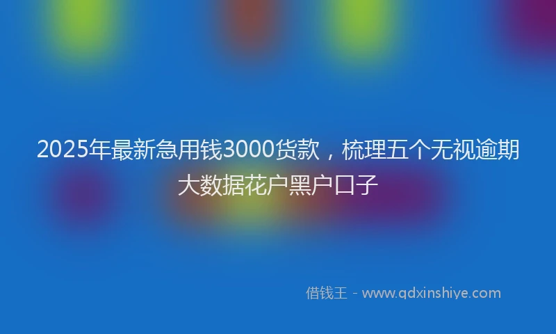 2025年最新急用钱3000货款，梳理五个无视逾期大数据花户黑户口子