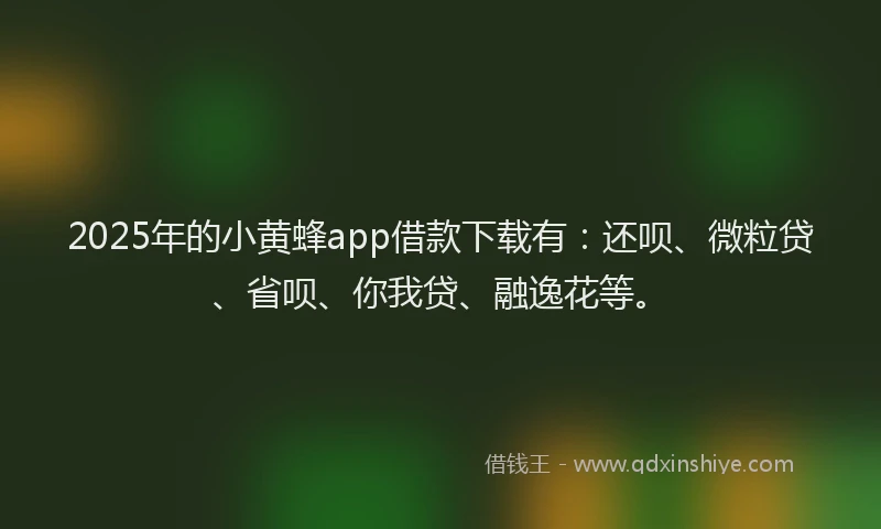 2025年的小黄蜂app借款下载有：还呗、微粒贷、省呗、你我贷、融逸花等。
