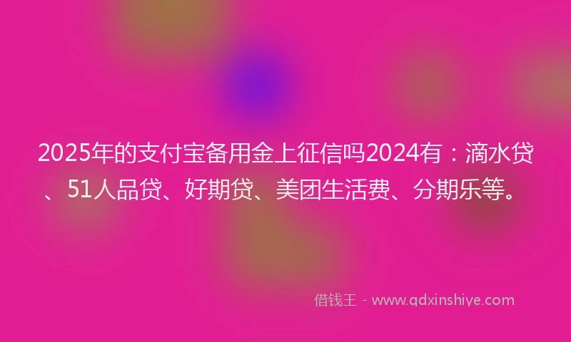2025年的支付宝备用金上征信吗2024有：滴水贷、51人品贷、好期贷、美团生活费、分期乐等。