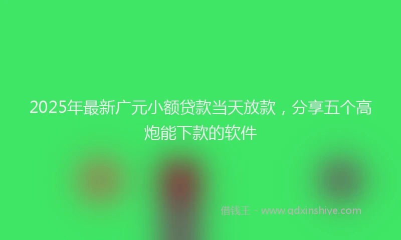 2025年最新广元小额贷款当天放款，分享五个高炮能下款的软件