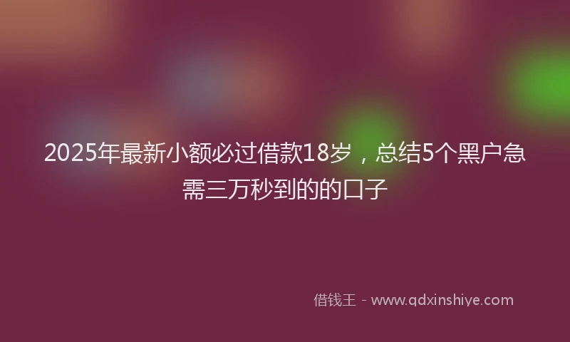 2025年最新小额必过借款18岁，总结5个黑户急需三万秒到的的口子