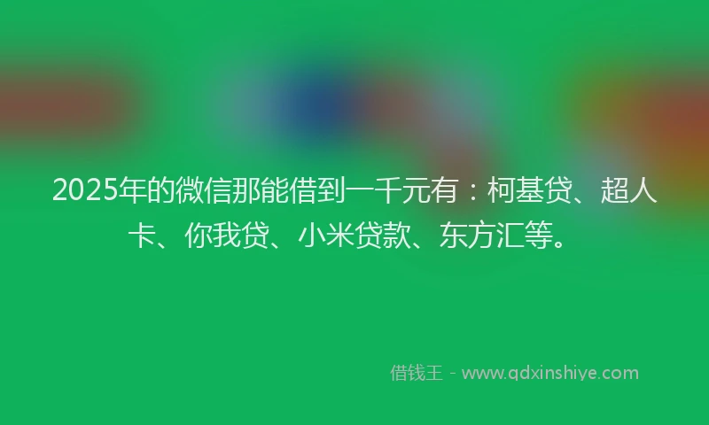 2025年的微信那能借到一千元有：柯基贷、超人卡、你我贷、小米贷款、东方汇等。