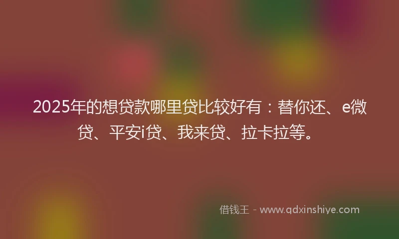 2025年的想贷款哪里贷比较好有：替你还、e微贷、平安i贷、我来贷、拉卡拉等。