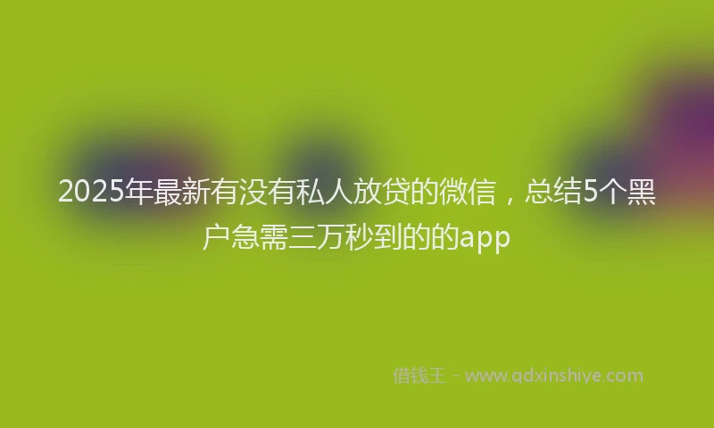 2025年最新有没有私人放贷的微信，总结5个黑户急需三万秒到的的app