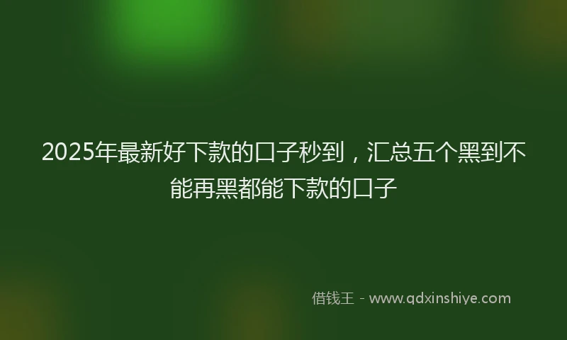 2025年最新好下款的口子秒到，汇总五个黑到不能再黑都能下款的口子