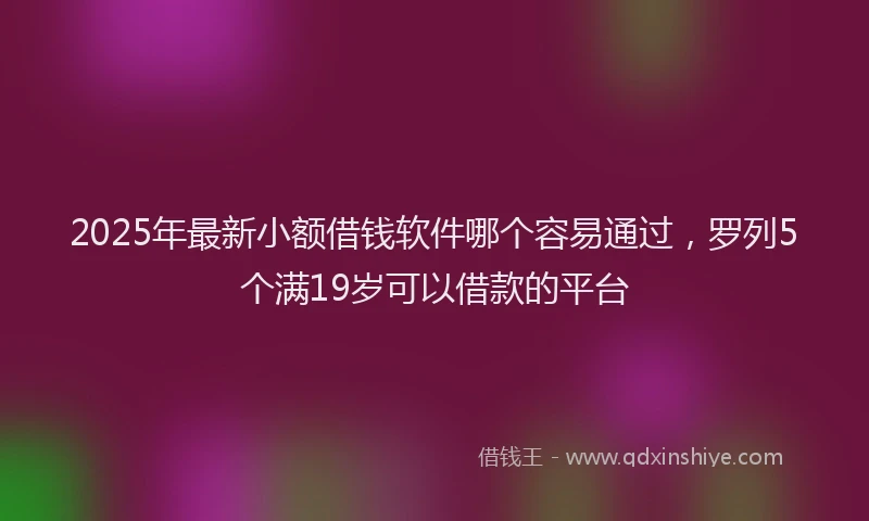 2025年最新小额借钱软件哪个容易通过，罗列5个满19岁可以借款的平台