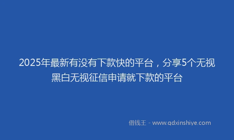 2025年最新有没有下款快的平台，分享5个无视黑白无视征信申请就下款的平台