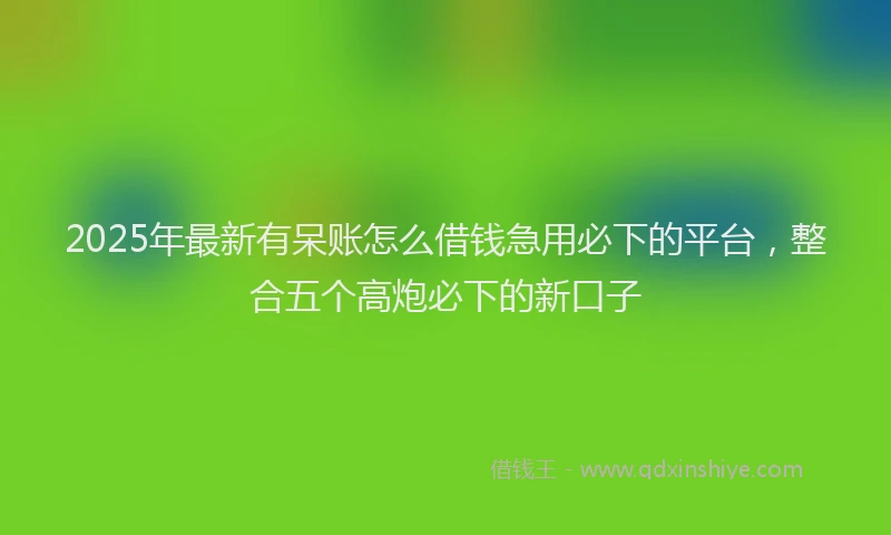 2025年最新有呆账怎么借钱急用必下的平台，整合五个高炮必下的新口子