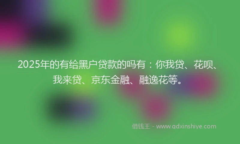2025年的有给黑户贷款的吗有：你我贷、花呗、我来贷、京东金融、融逸花等。