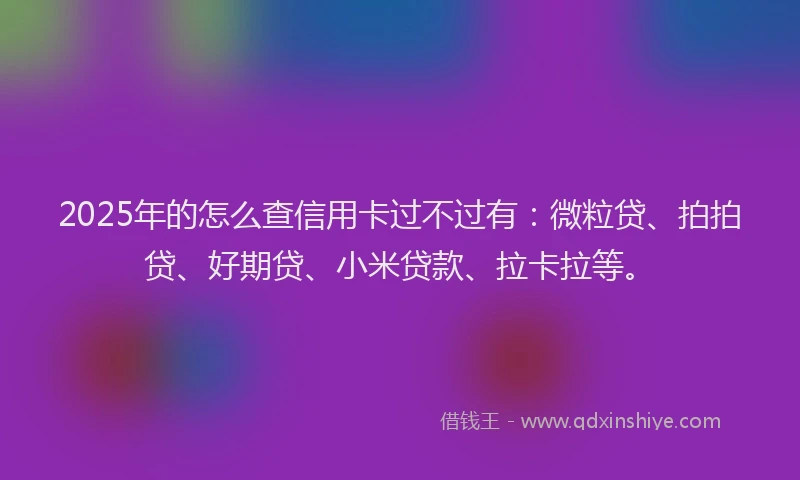 2025年的怎么查信用卡过不过有：微粒贷、拍拍贷、好期贷、小米贷款、拉卡拉等。